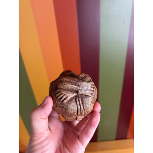 Weaping man Buddha vintage wooden hand carved - set of 3 - Picture 10 of 10